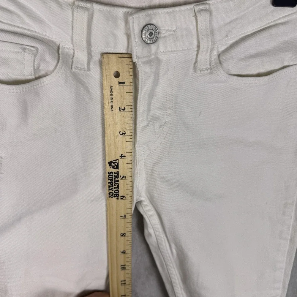 Levis 535 Jeans Womens 27 White Distressed Super Skinny Stretch Ripped Knee‎ - Picture 5 of 12